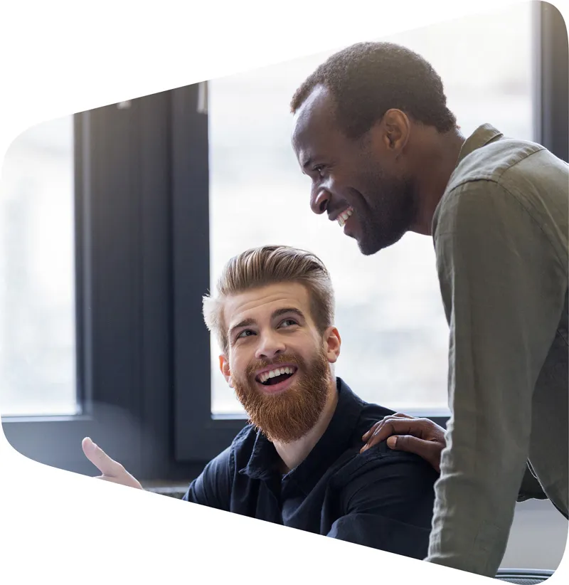 Employer with employee having a good time